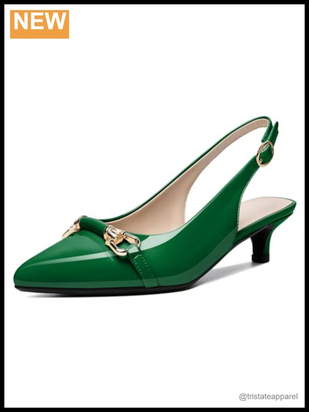 AUMOTED Women Kitten Heel Slingback Pumps Pointed Toe Buckle Bow Office Party